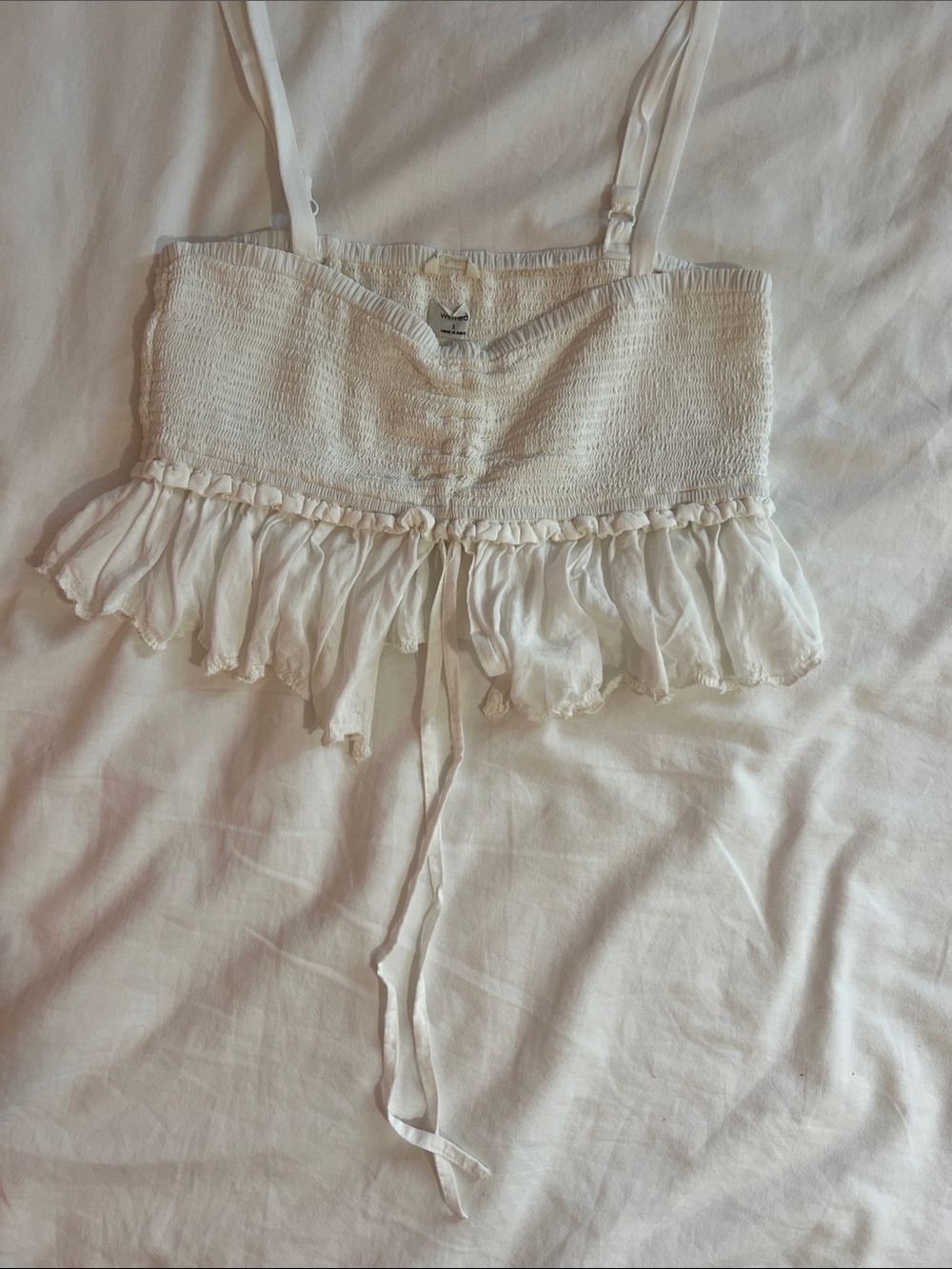 Wilfred White Smocked Ruffled Crop Top - Picture 5 of 6